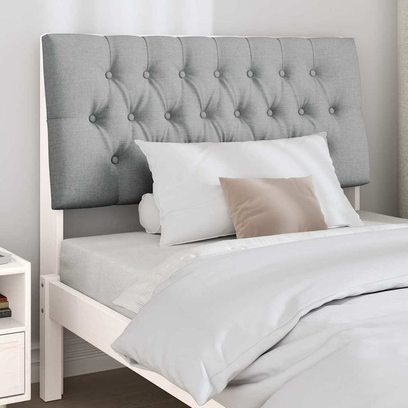 vidaXL Kárpitozott fejtámla Világosszürke 100 cm Tömör fenyőfa