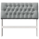 vidaXL Kárpitozott fejtámla Világosszürke 100 cm Tömör fenyőfa