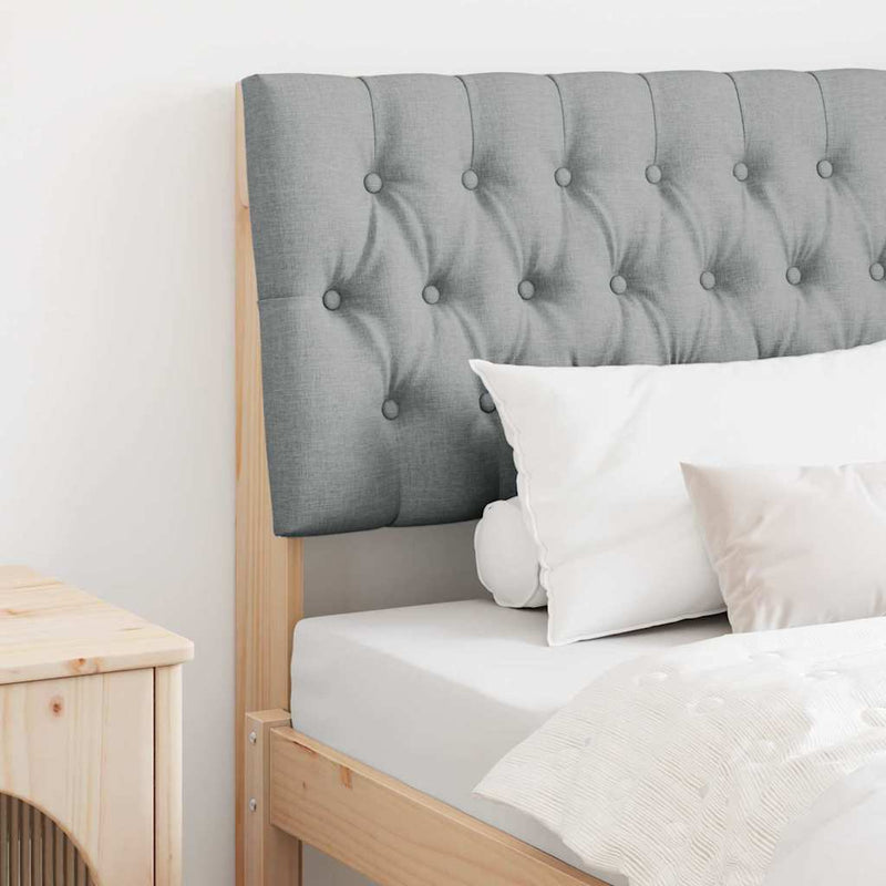 vidaXL Kárpitozott fejtámla Világosszürke 90 cm Tömör fenyőfa