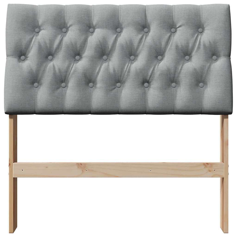 vidaXL Kárpitozott fejtámla Világosszürke 90 cm Tömör fenyőfa