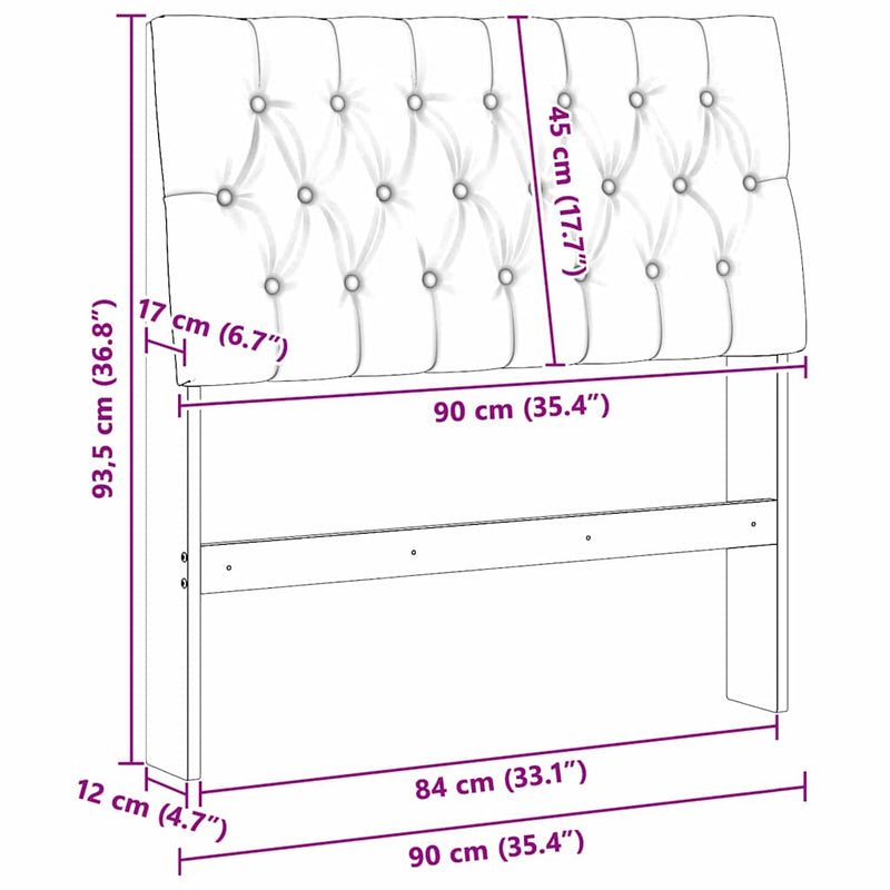 vidaXL Kárpitozott fejtámla Tópszínű 90 cm Tömör fenyőfa