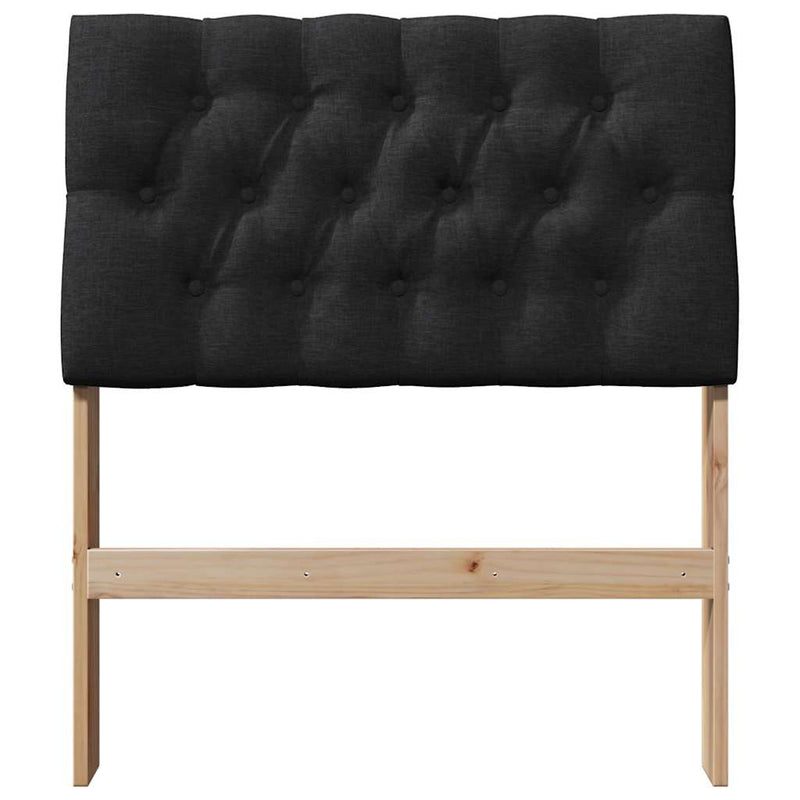 vidaXL Kárpitozott fejtámla Fekete 80 cm Tömör fenyőfa