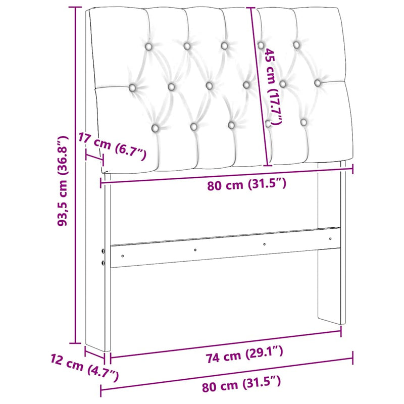 vidaXL Kárpitozott fejtámla Fekete 80 cm Tömör fenyőfa