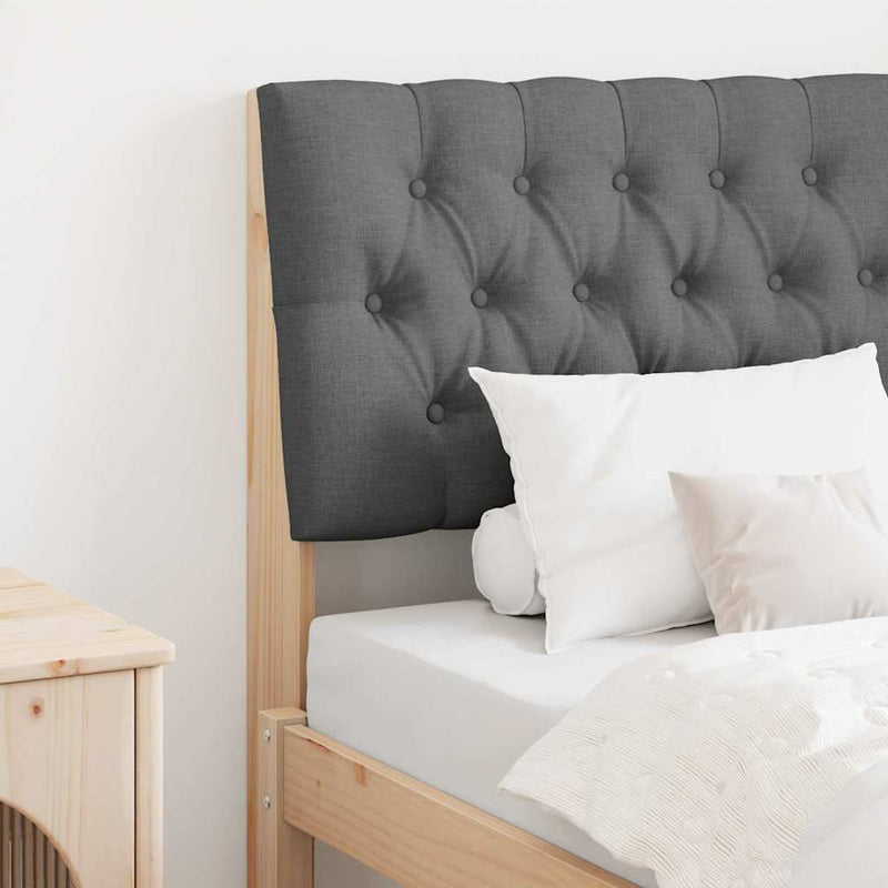 vidaXL Kárpitozott fejtámla Sötétszürke 75 cm Tömör fenyőfa