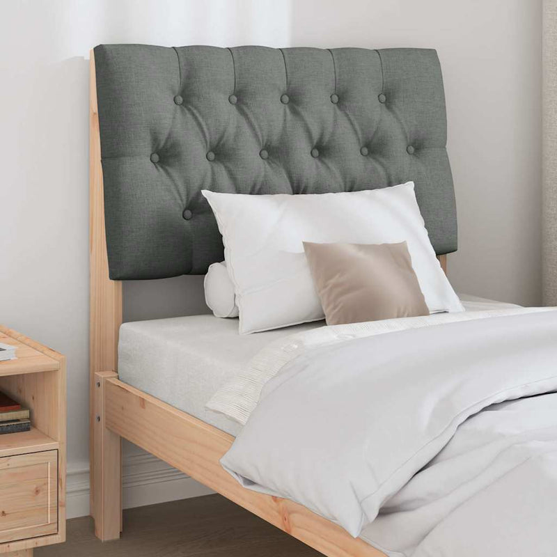 vidaXL Kárpitozott fejtámla Sötétszürke 75 cm Tömör fenyőfa