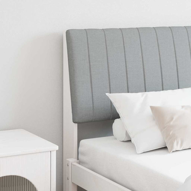 vidaXL Kárpitozott fejtámla Világosszürke 200 cm Tömör fenyőfa