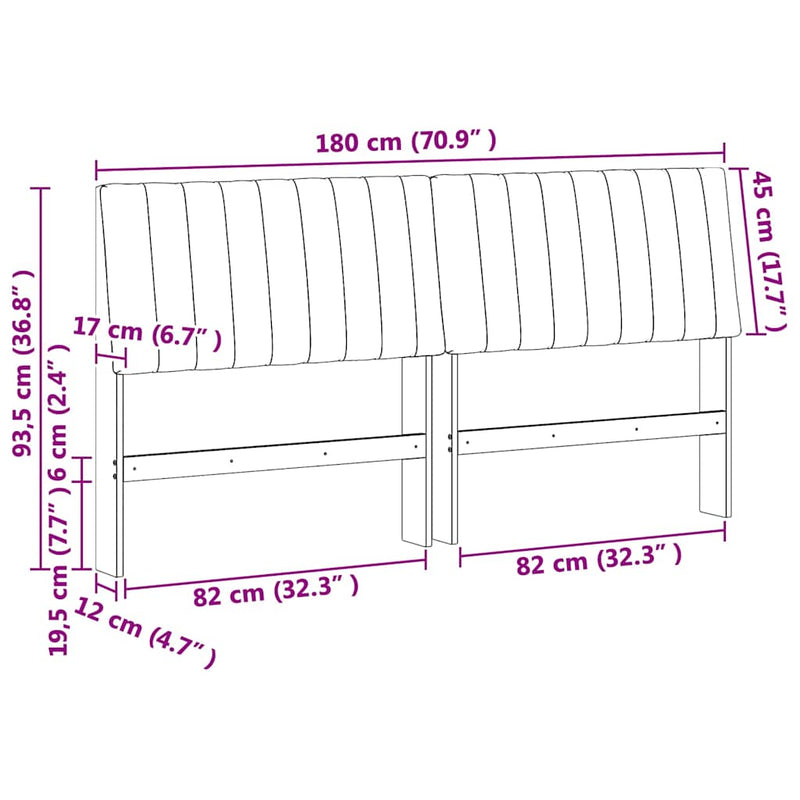 vidaXL Kárpitozott fejtámla Tópszínű 180 cm Tömör fenyőfa