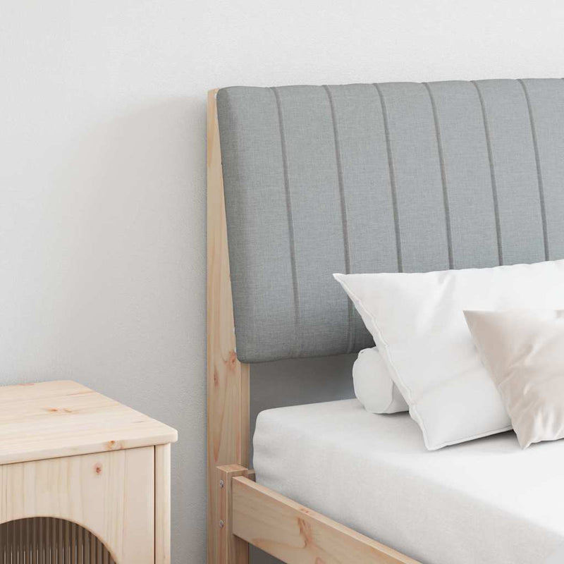vidaXL Kárpitozott fejtámla Világosszürke 150 cm Tömör fenyőfa