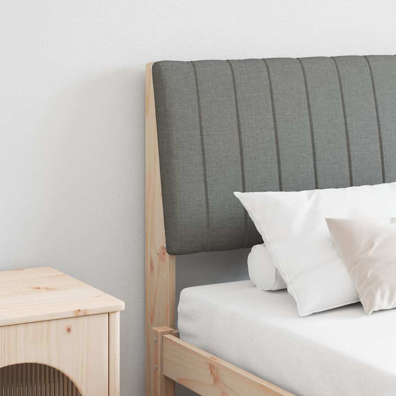 vidaXL Kárpitozott fejtámla Sötétszürke 150 cm Tömör fenyőfa