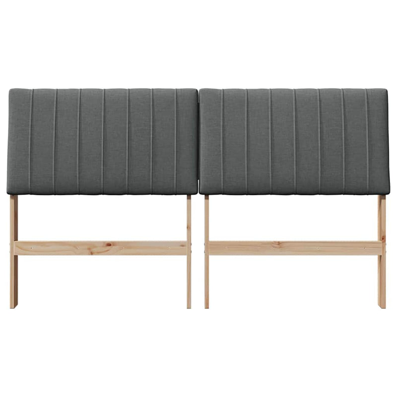 vidaXL Kárpitozott fejtámla Sötétszürke 150 cm Tömör fenyőfa