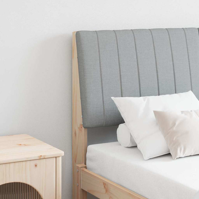 vidaXL Kárpitozott fejtámla Világosszürke 140 cm Tömör fenyőfa