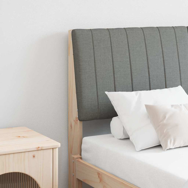 vidaXL Kárpitozott fejtámla Sötétszürke 140 cm Tömör fenyőfa