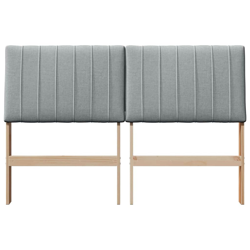 vidaXL Kárpitozott fejtámla Világosszürke 135 cm Tömör fenyőfa