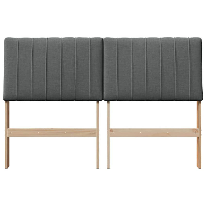 vidaXL Kárpitozott fejtámla Sötétszürke 135 cm Tömör fenyőfa