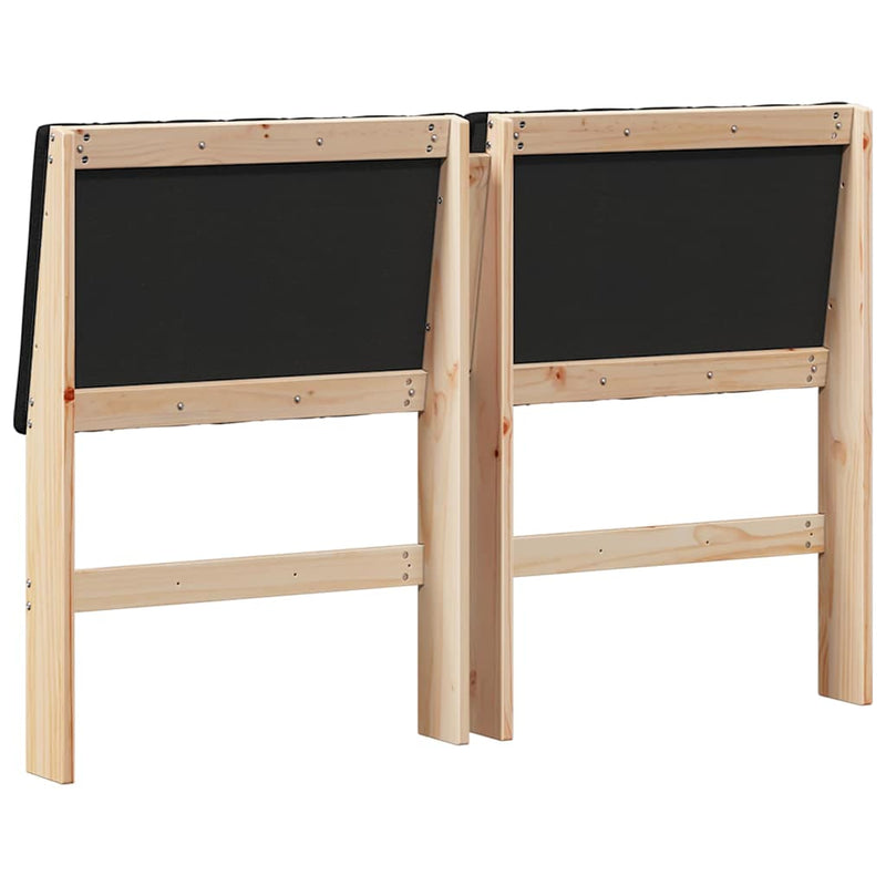 vidaXL Kárpitozott fejtámla Fekete 135 cm Tömör fenyőfa