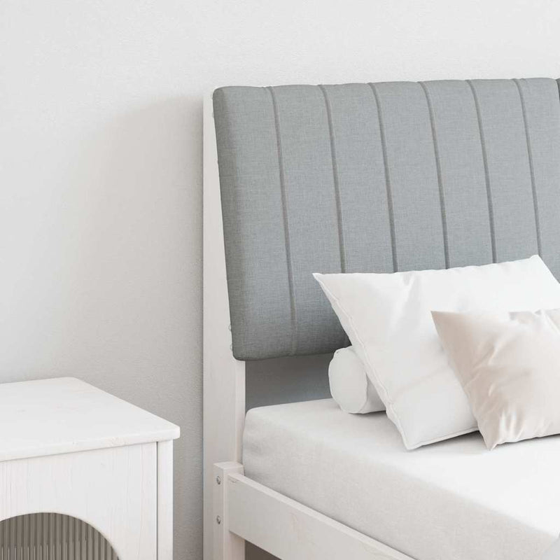 vidaXL Kárpitozott fejtámla Világosszürke 135 cm Tömör fenyőfa