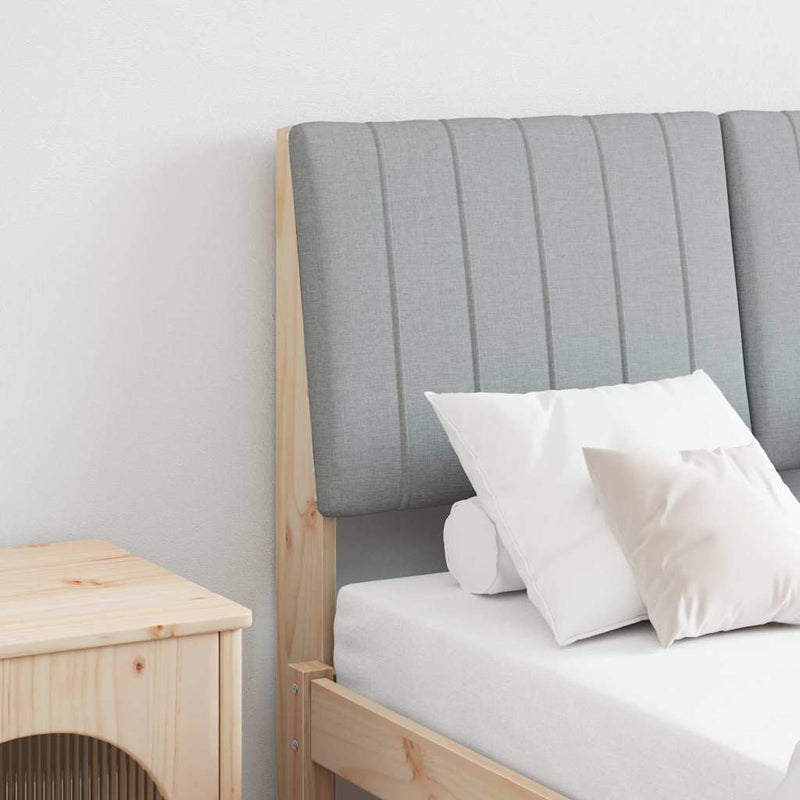 vidaXL Kárpitozott fejtámla Világosszürke 120 cm Tömör fenyőfa