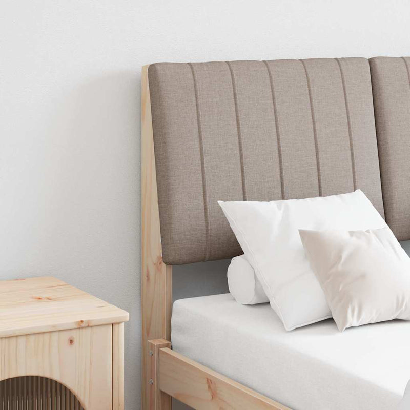 vidaXL Kárpitozott fejtámla Tópszínű 120 cm Tömör fenyőfa