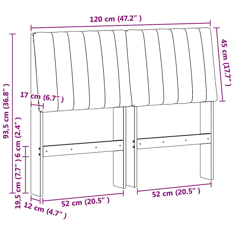 vidaXL Kárpitozott fejtámla Tópszínű 120 cm Tömör fenyőfa