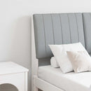 vidaXL Kárpitozott fejtámla Világosszürke 120 cm Tömör fenyőfa