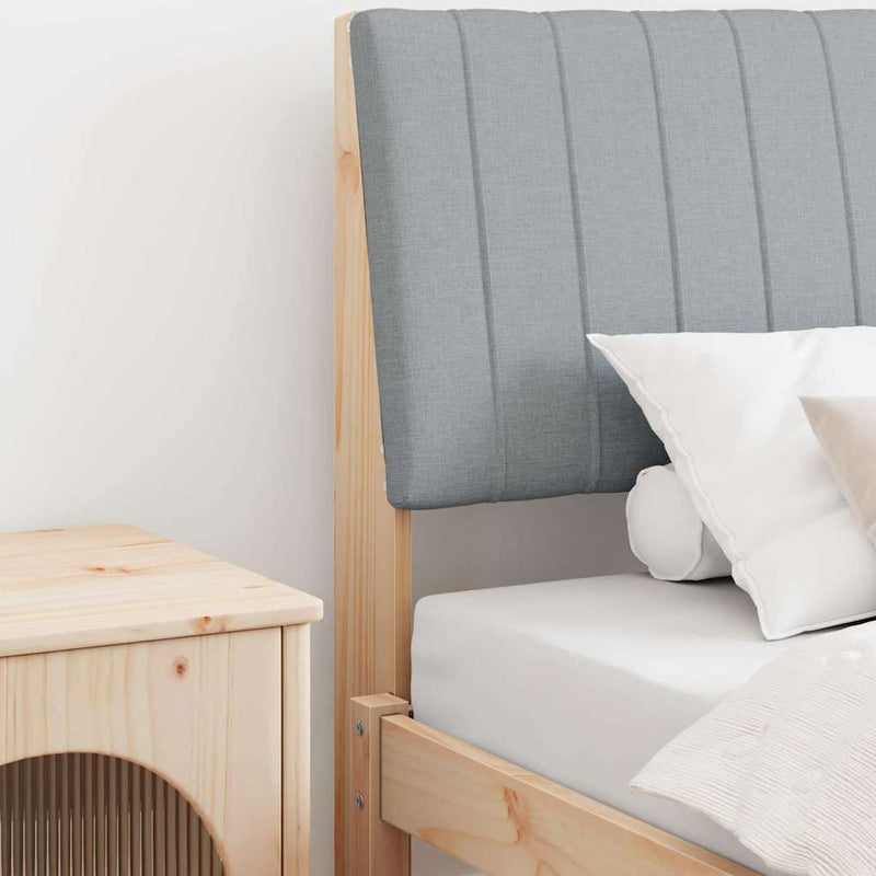 vidaXL Kárpitozott fejtámla Világosszürke 100 cm Tömör fenyőfa