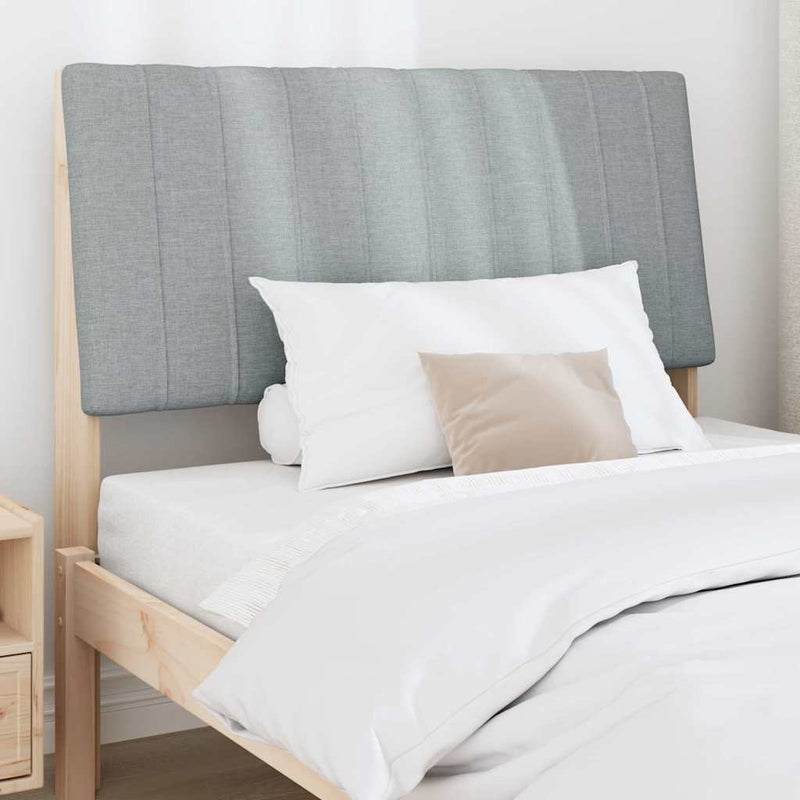 vidaXL Kárpitozott fejtámla Világosszürke 100 cm Tömör fenyőfa