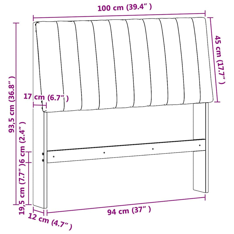 vidaXL Kárpitozott fejtámla Világosszürke 100 cm Tömör fenyőfa