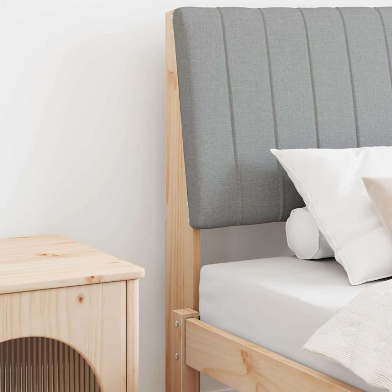 vidaXL Kárpitozott fejtámla Világosszürke 90 cm Tömör fenyőfa