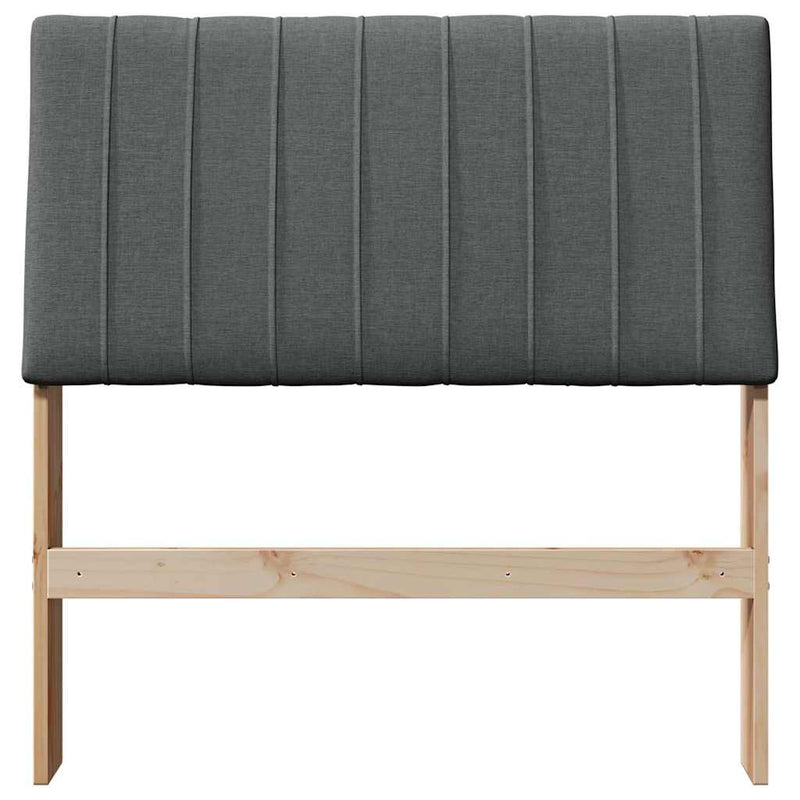 vidaXL Kárpitozott fejtámla Sötétszürke 90 cm Tömör fenyőfa