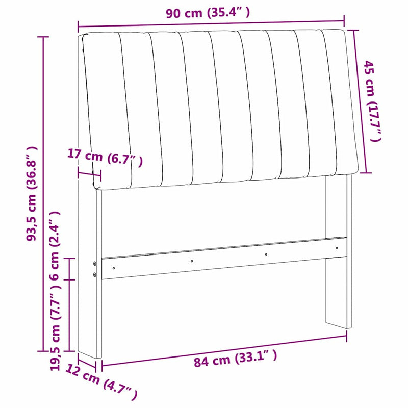 vidaXL Kárpitozott fejtámla Tópszínű 90 cm Tömör fenyőfa