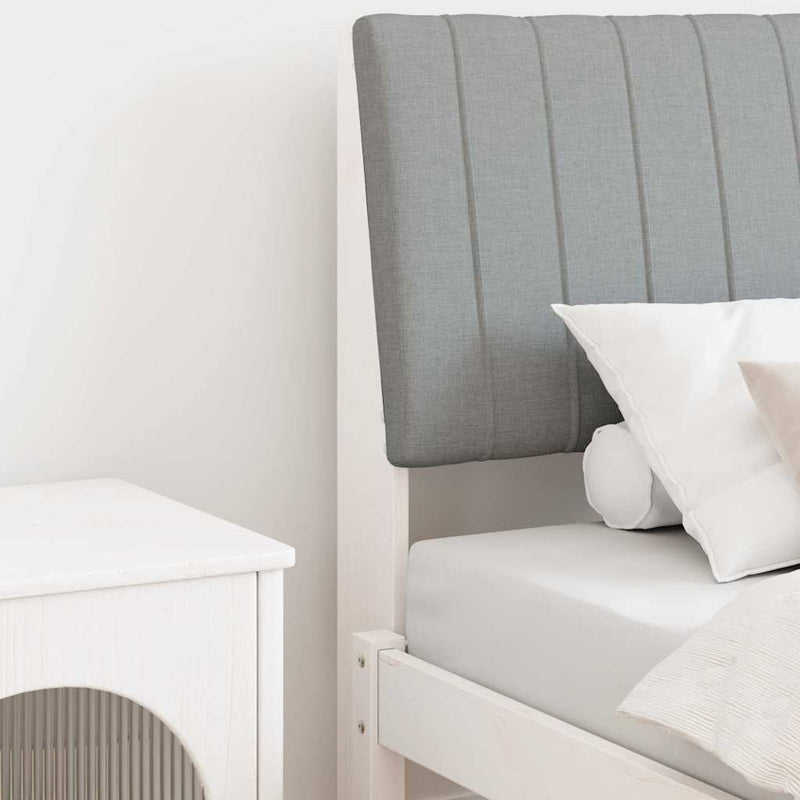 vidaXL Kárpitozott fejtámla Világosszürke 90 cm Tömör fenyőfa