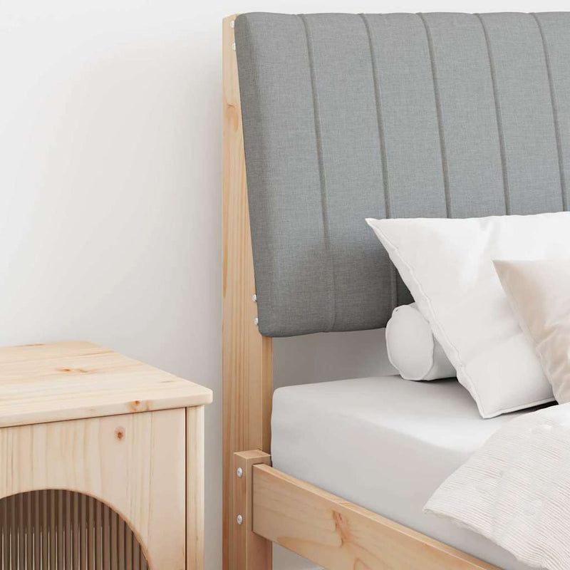 vidaXL Kárpitozott fejtámla Világosszürke 80 cm Tömör fenyőfa