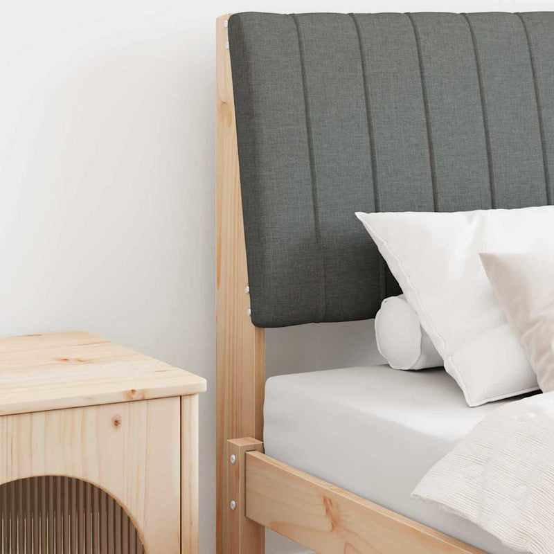 vidaXL Kárpitozott fejtámla Sötétszürke 80 cm Tömör fenyőfa