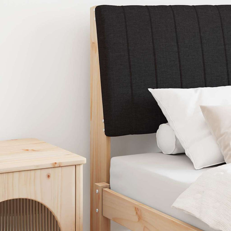 vidaXL Kárpitozott fejtámla Fekete 80 cm Tömör fenyőfa
