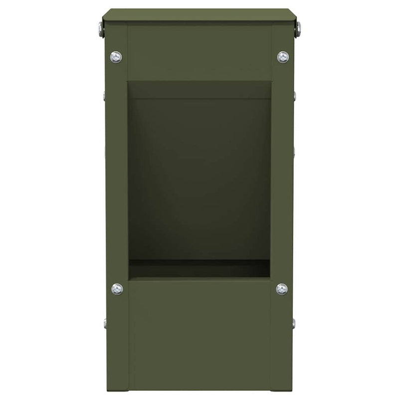 vidaXL Nyúl Etető Olajzöld 12,5 x 12,5 x 25 cm Hidegen Hengerelt Acél