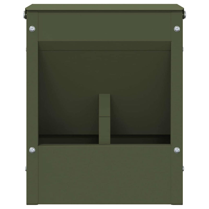 vidaXL Nyúl Etető Olajzöld 20 x 12,5 x 25 cm Hidegen Hengerelt Acél