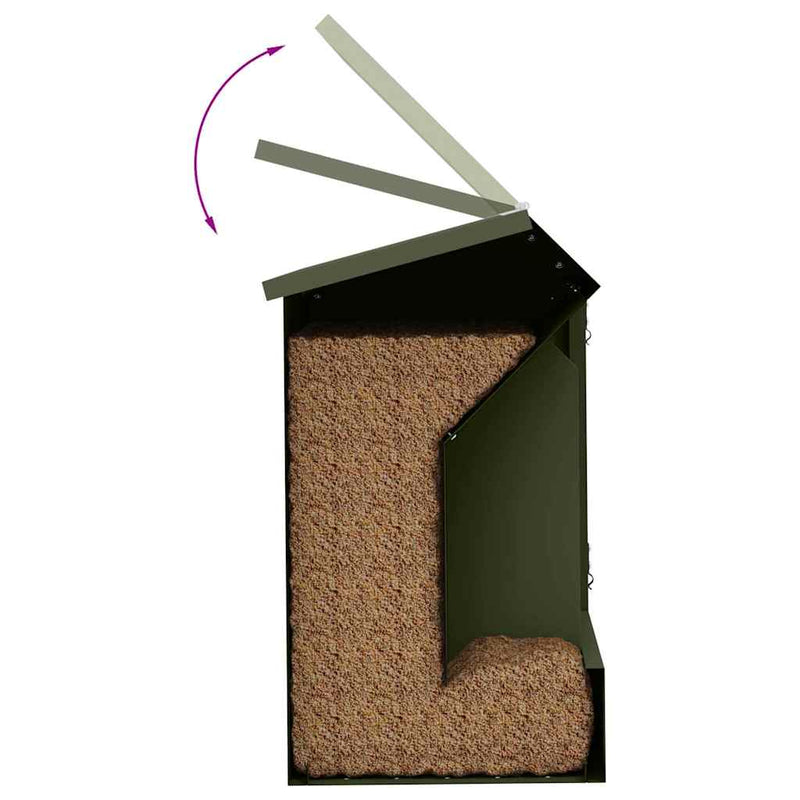 vidaXL Nyúl Etető Olajzöld 64.5 x 25.5 x 45.5 cm