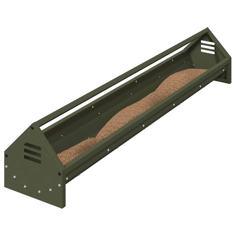 vidaXL Csirke Etető Tál Olajzöld 108 x 20,5 x 20 cm