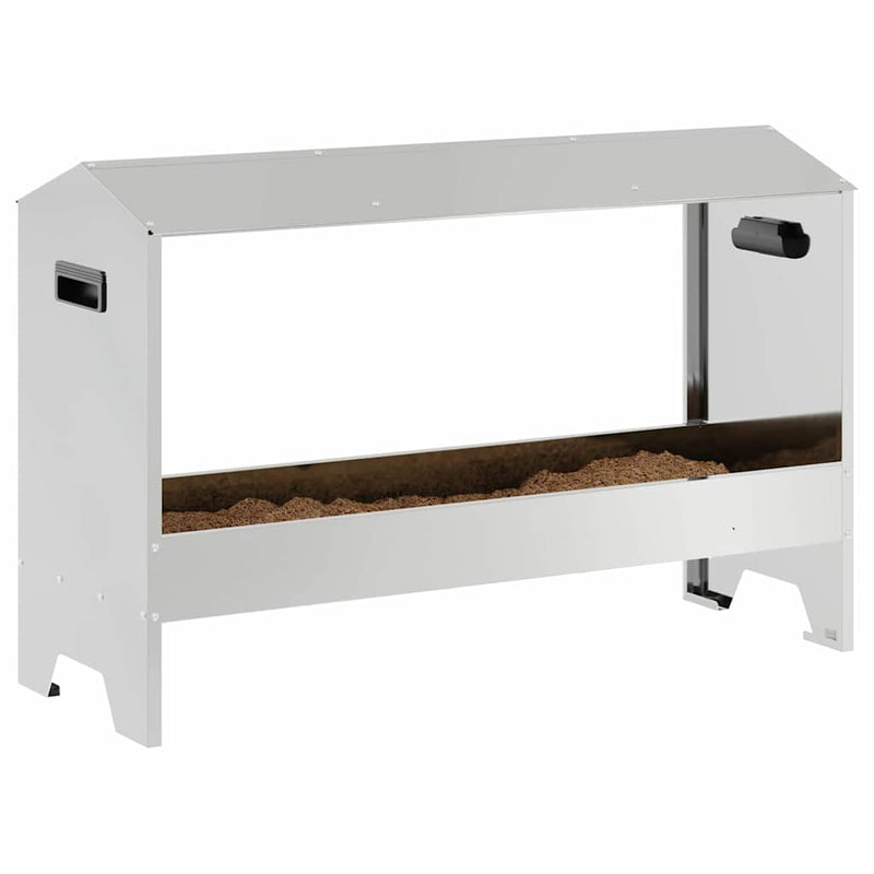 vidaXL Csirke Etető Tál Ezüst 81 x 32 x 53,5 cm Horganyzott acél