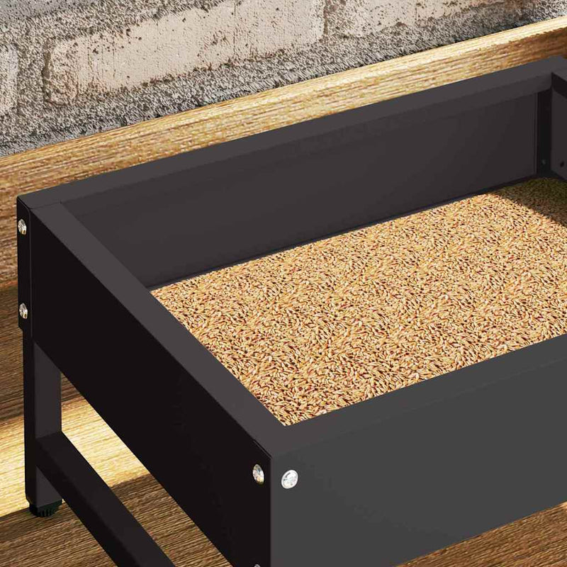 vidaXL Madár Etető Fekete 80 x 28 x 13.5 cm Hidegen Hengerelt Acél