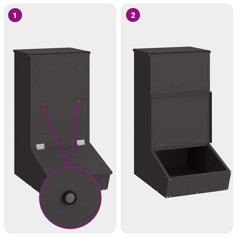 vidaXL Disznó Etető Fekete 55 x 51 x 91.5 cm Hidegen Hengerelt Acél