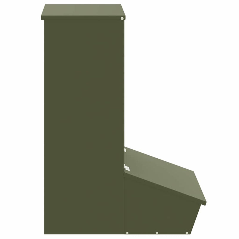 vidaXL Disznó Etető Olajzöld 55 x 51 x 91.5 cm Hidegen Hengerelt Acél