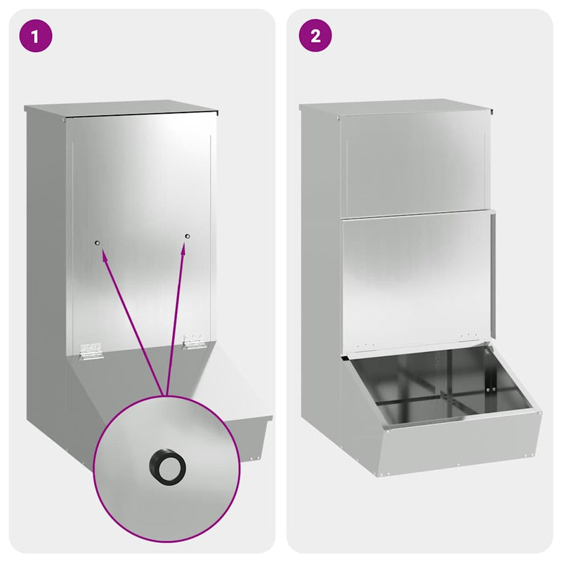 vidaXL Disznó Etető Ezüst 55 x 51 x 91.5 cm Horganyzott acél