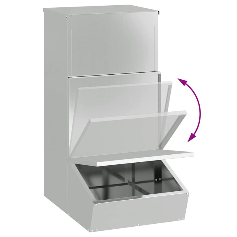 vidaXL Disznó Etető Ezüst 55 x 51 x 91.5 cm Horganyzott acél