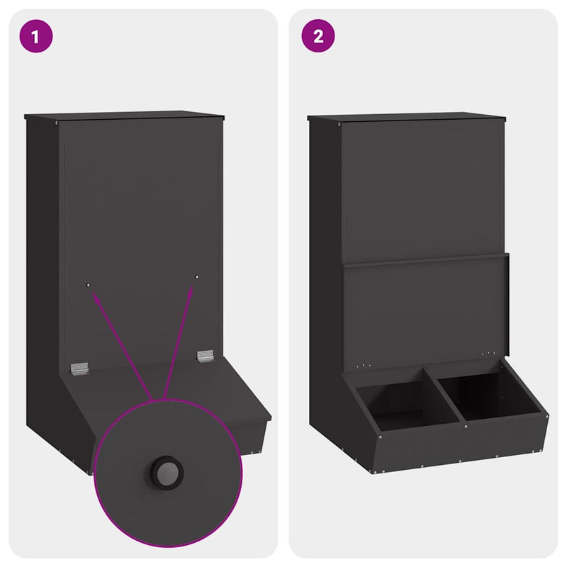 vidaXL Disznó Etető Fekete 55 x 51 x 91.5 cm Hidegen Hengerelt Acél