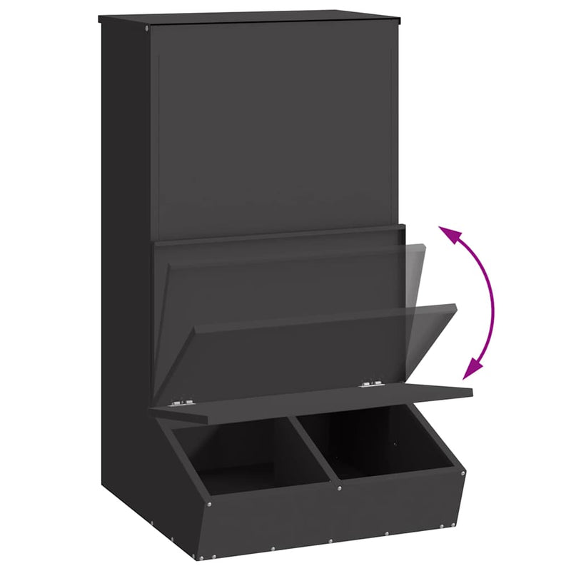 vidaXL Disznó Etető Fekete 55 x 51 x 91.5 cm Hidegen Hengerelt Acél