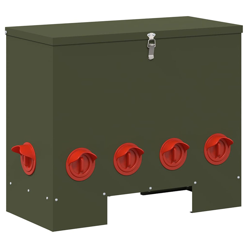 vidaXL Csirke etető Olajzöld 60.5 x 29 x 51 cm Hidegen Hengerelt Acél