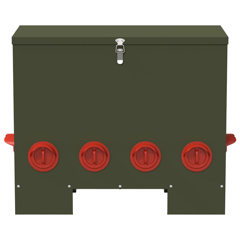 vidaXL Csirke etető Olajzöld 60.5 x 29 x 51 cm Hidegen Hengerelt Acél