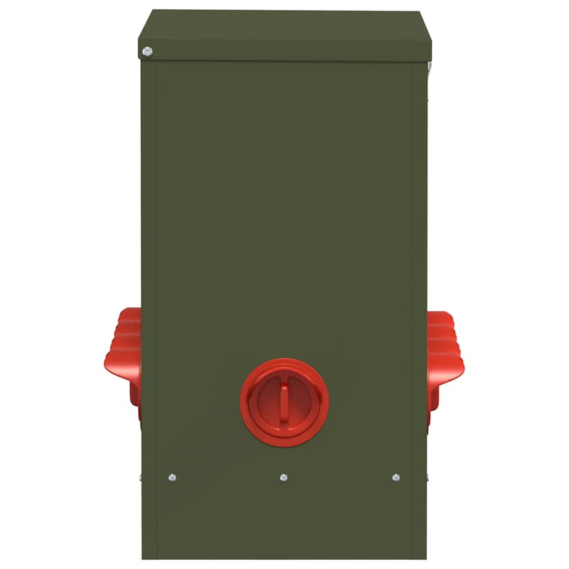 vidaXL Csirke etető Olajzöld 60.5 x 29 x 51 cm Hidegen Hengerelt Acél