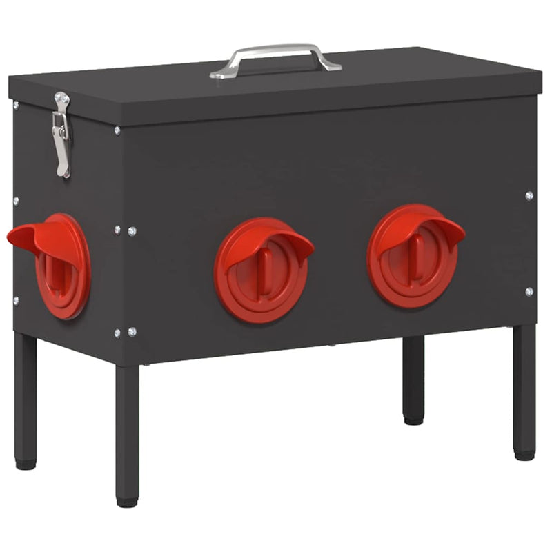 vidaXL Csirke etető Fekete 41,5 x 20,5 x 33 cm Hidegen Hengerelt Acél